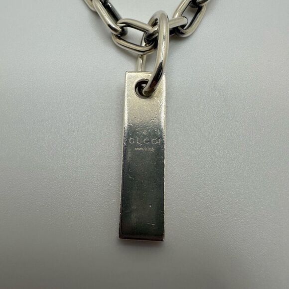 Gucci Trademark Tag Chainlink Sterling Silver Necklace 20” - Picture 1 of 9